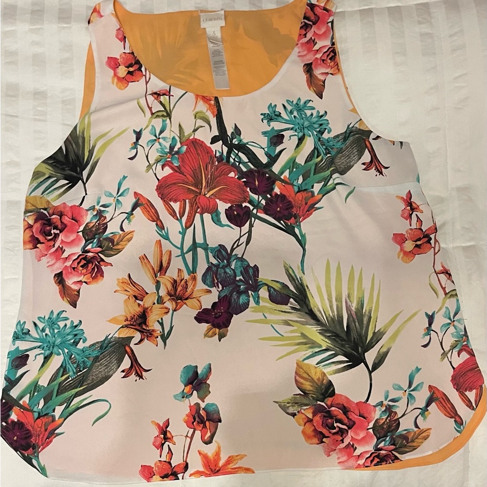 Chico's Multicolor Reversible Floral Tank Top